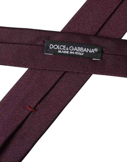 Dolce &amp; Gabbana – Bordeauxfarbene, einfarbige, verstellbare Herrenkrawatte aus 100 % Seide