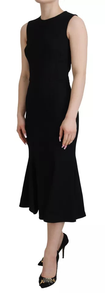 Dolce & Gabbana Black Dress Sheath Flare Viscose Dress