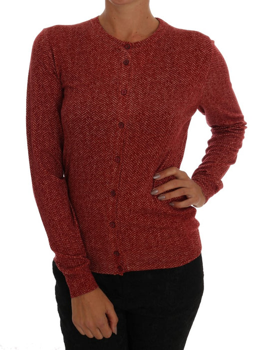 Maglione cardigan con top in lana rossa