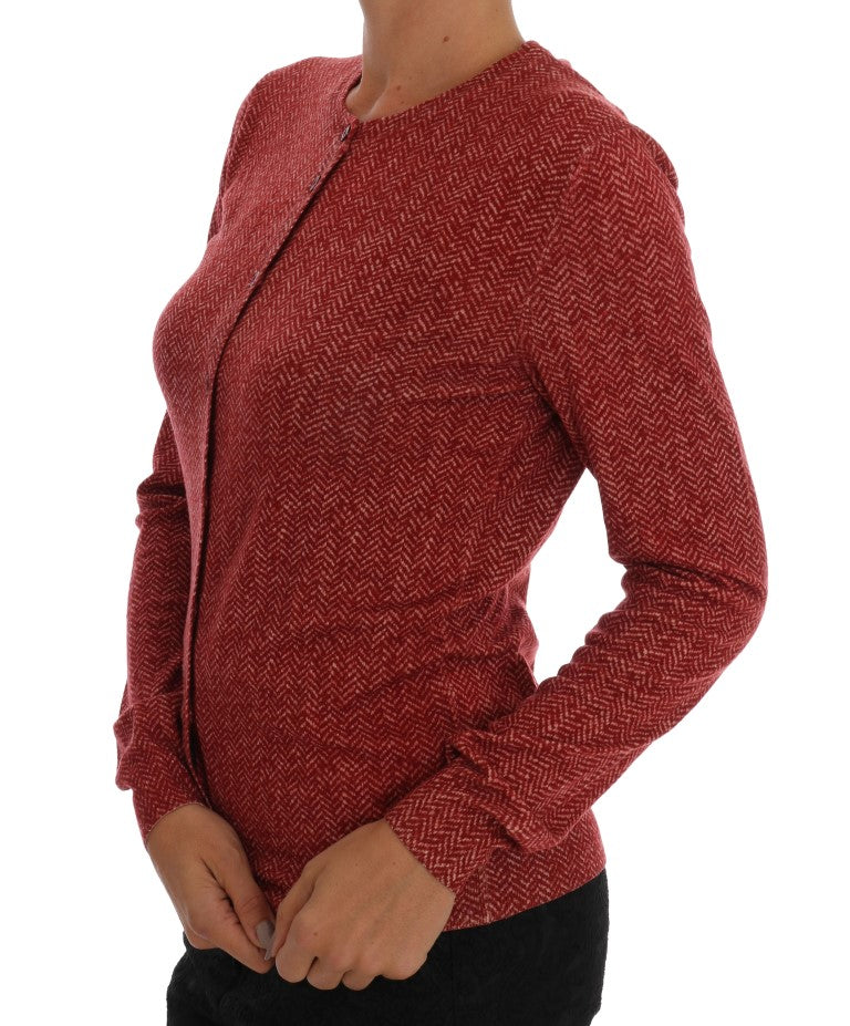 Maglione cardigan con top in lana rossa