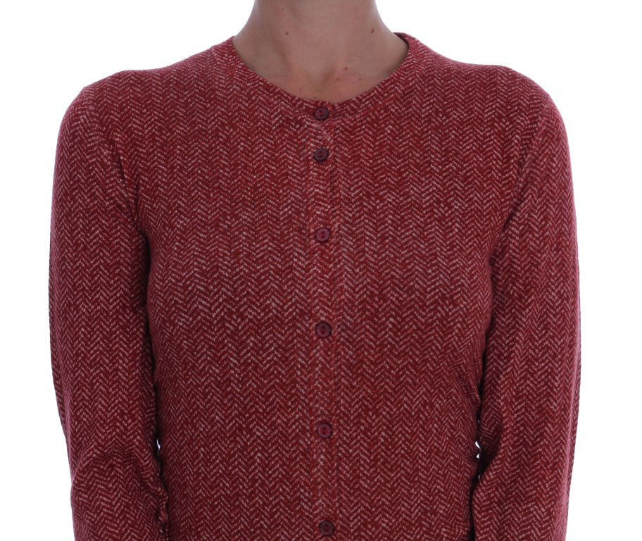 Maglione cardigan con top in lana rossa