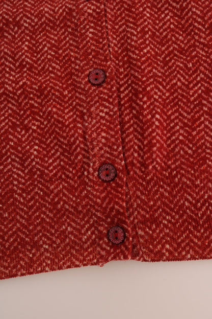 Roter Woll-Cardigan-Pullover