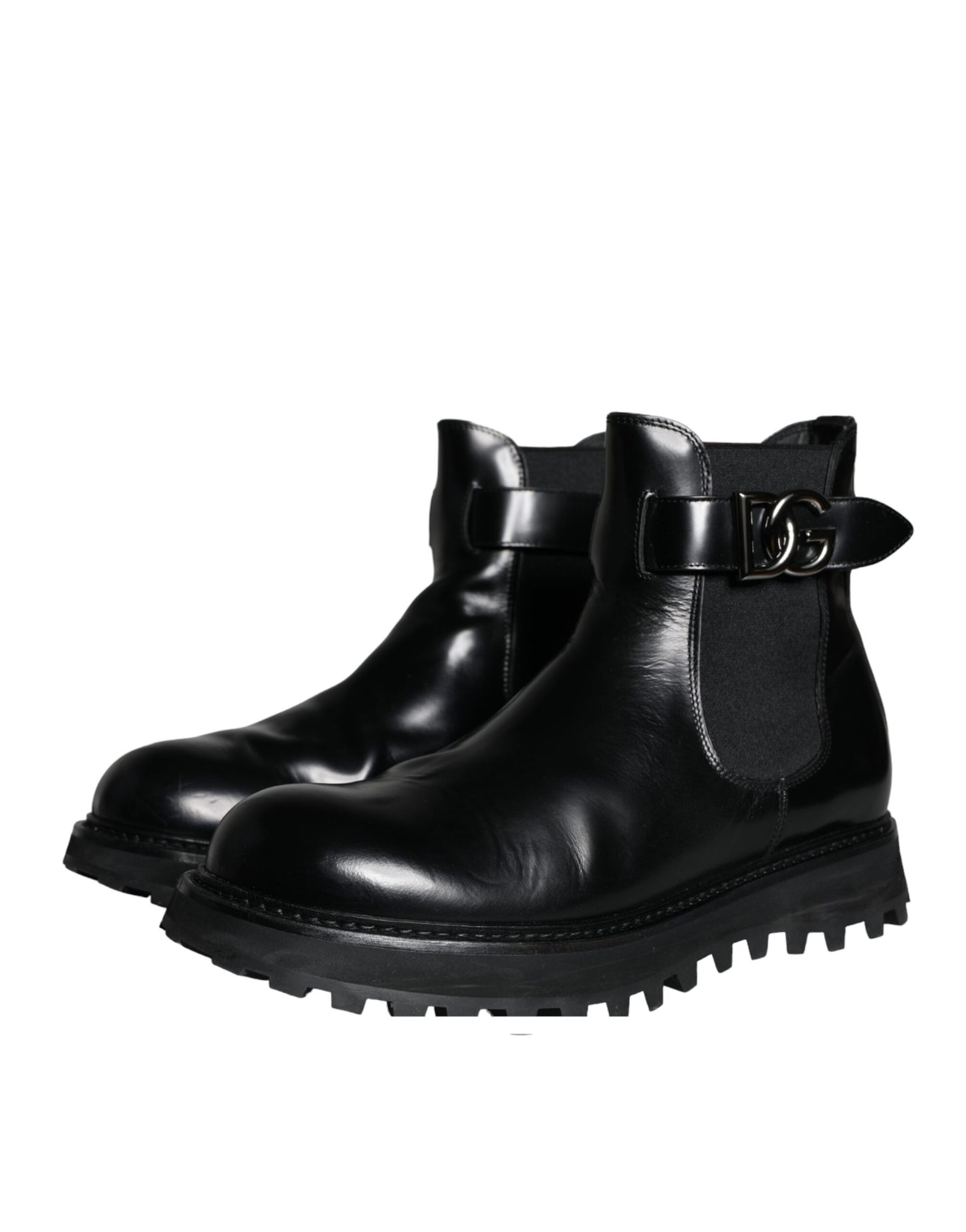 Dolce &amp; Gabbana – Chelsea-Boots mit DG-Logo und schwarzem Gürtel für Herren