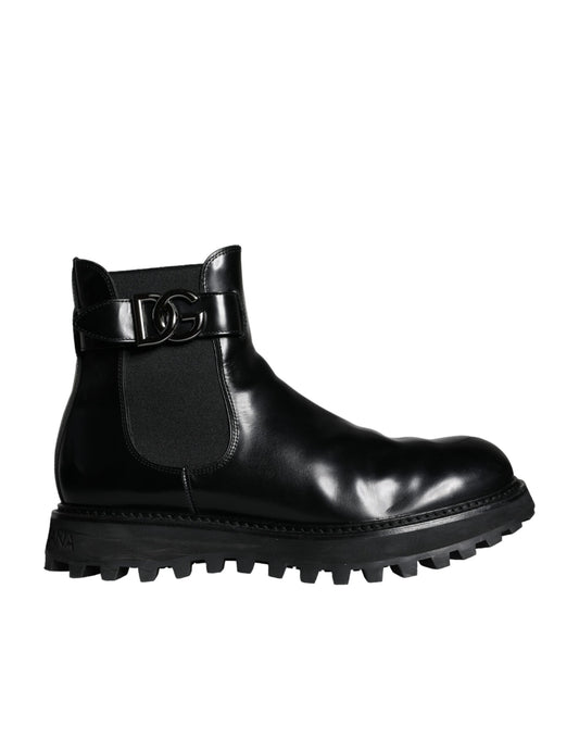 Dolce &amp; Gabbana – Chelsea-Boots mit DG-Logo und schwarzem Gürtel für Herren