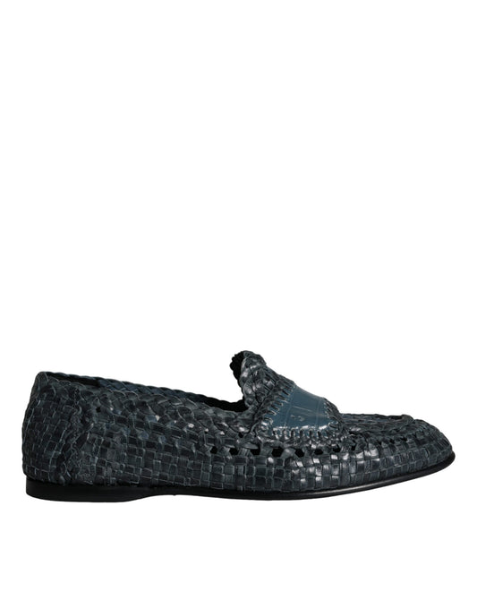 Dolce &amp; Gabbana – Slipper aus gewebtem Leder in Blau Herren Schuhe