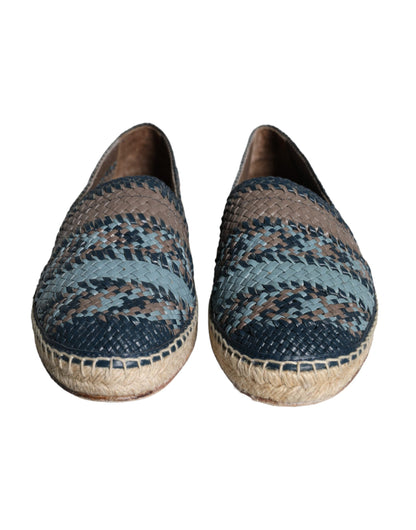 Dolce &amp; Gabbana Espadrilles aus gewebtem Buffalo-Leder in Blaugrau