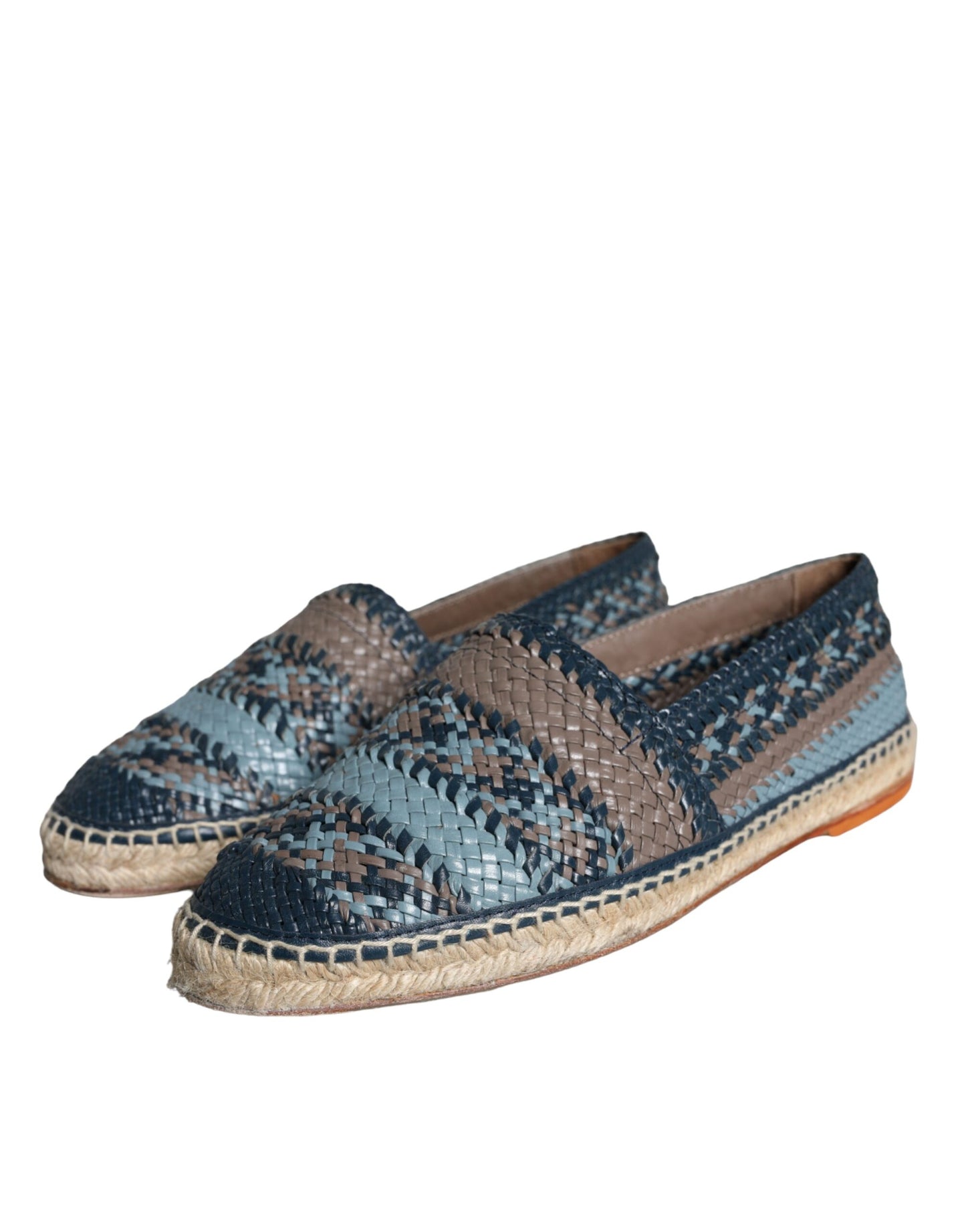 Dolce &amp; Gabbana Espadrilles aus gewebtem Buffalo-Leder in Blaugrau