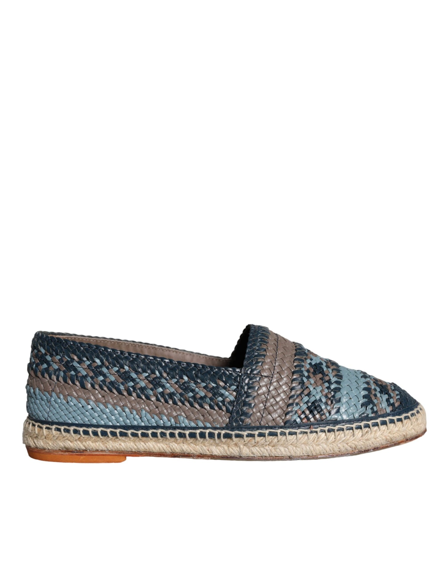 Dolce &amp; Gabbana Espadrilles aus gewebtem Buffalo-Leder in Blaugrau