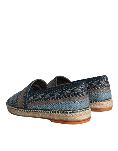 Dolce &amp; Gabbana Espadrilles aus gewebtem Buffalo-Leder in Blaugrau