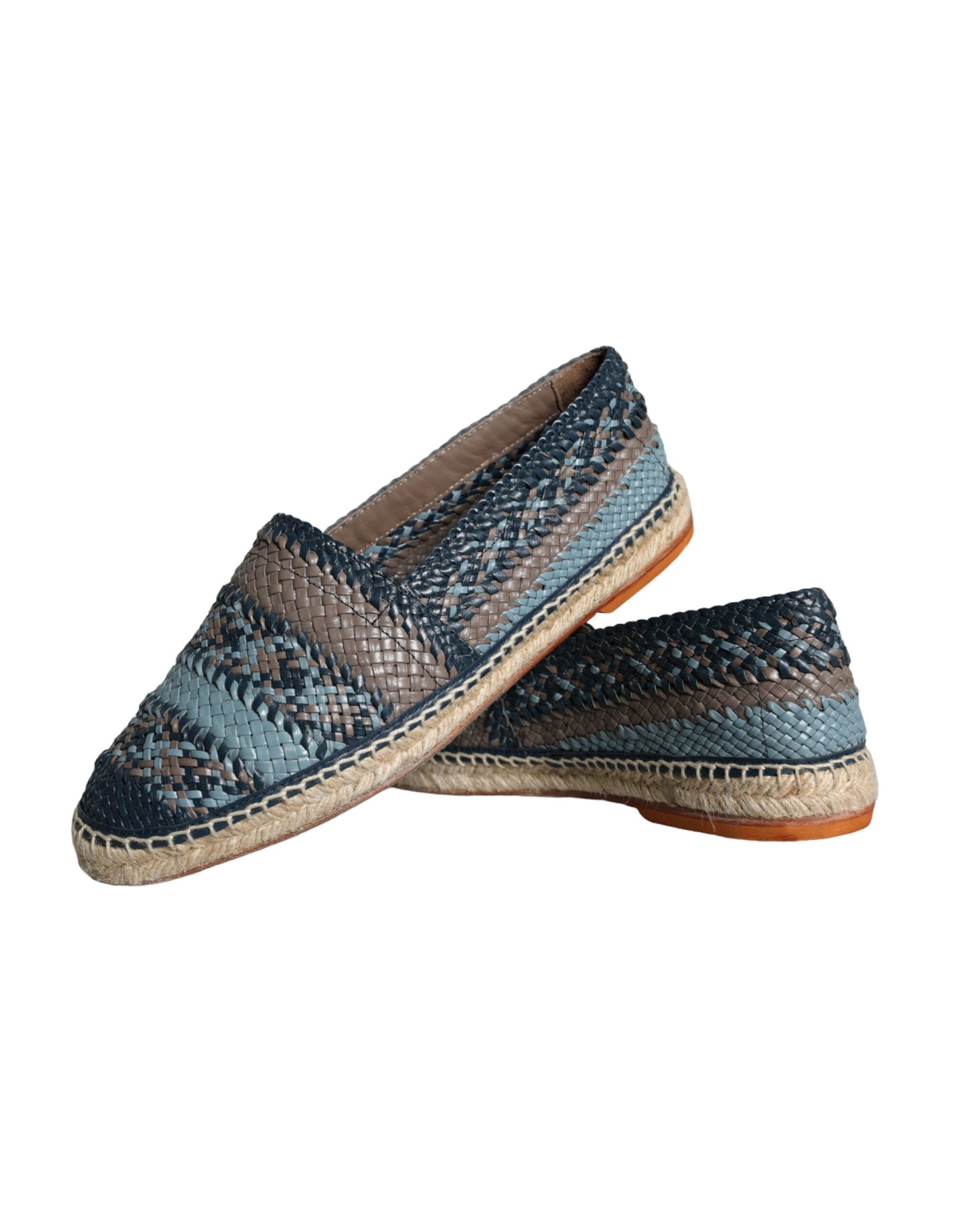 Dolce &amp; Gabbana Espadrilles aus gewebtem Buffalo-Leder in Blaugrau