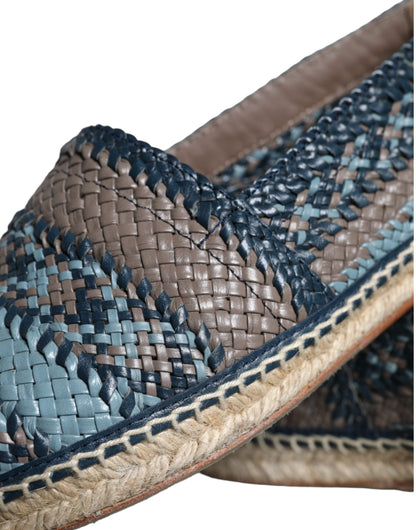 Dolce &amp; Gabbana Espadrilles aus gewebtem Buffalo-Leder in Blaugrau