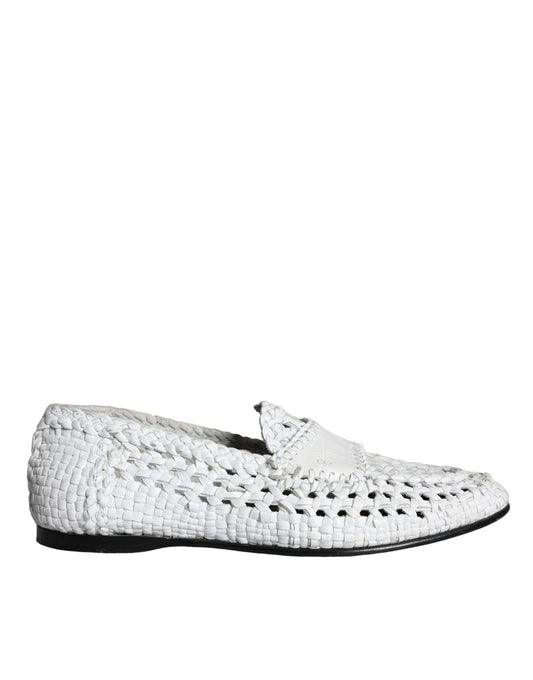 Dolce &amp; Gabbana Slipper aus gewebtem Leder in Weiß Herren Schuhe