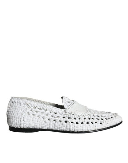 Dolce &amp; Gabbana Slipper aus gewebtem Leder in Weiß Herren Schuhe