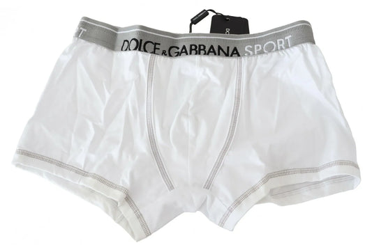 Dolce &amp; Gabbana – Boxershorts aus Baumwollstretch in normaler Größe, weiß