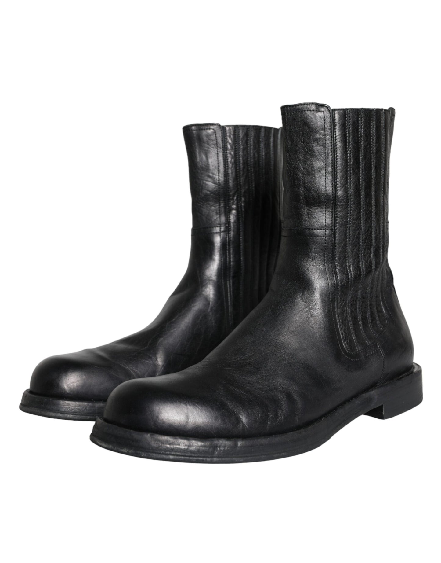 Dolce &amp; Gabbana Stiefeletten aus schwarzem Pferdeleder mit halbhohem Schaft Herren Schuhe