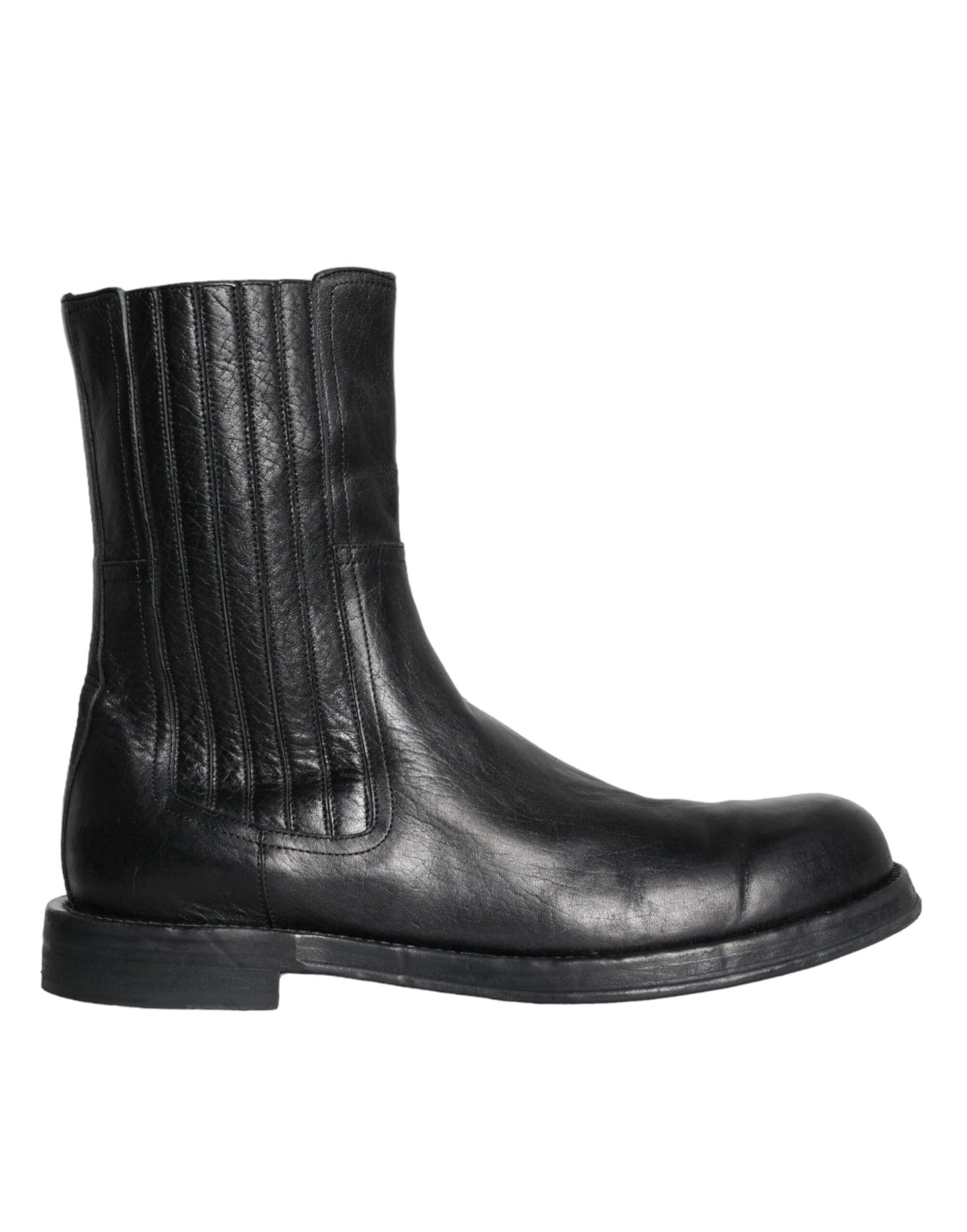 Dolce &amp; Gabbana Stiefeletten aus schwarzem Pferdeleder mit halbhohem Schaft Herren Schuhe