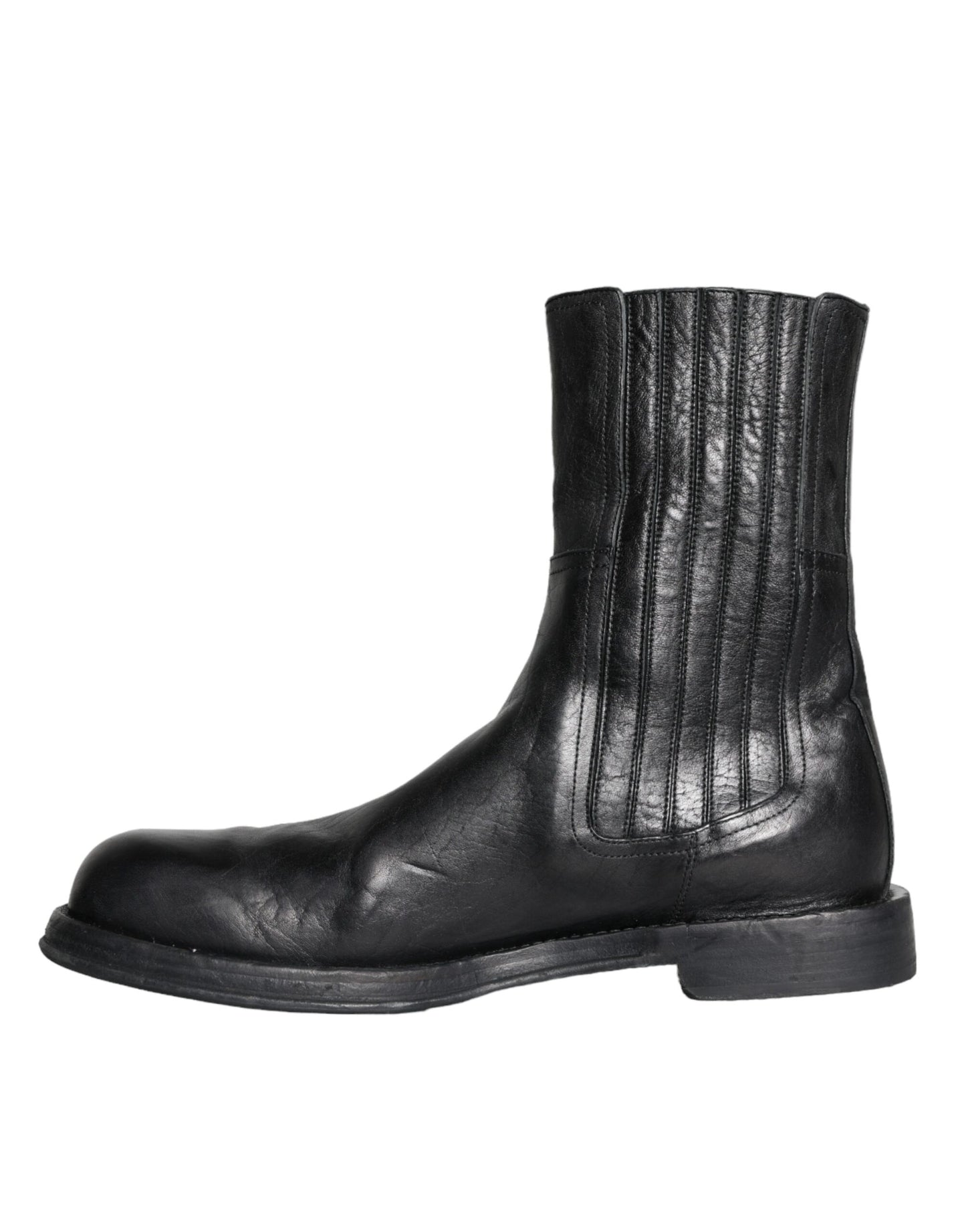 Dolce &amp; Gabbana Stiefeletten aus schwarzem Pferdeleder mit halbhohem Schaft Herren Schuhe