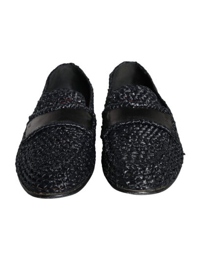 Dolce &amp; Gabbana – Schwarze Slipper aus gewebtem Bast Herren Schuhe