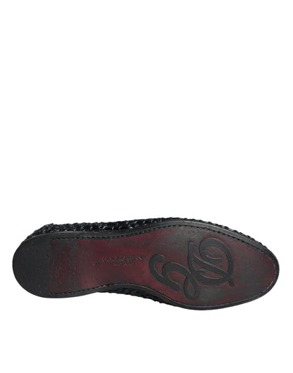 Dolce &amp; Gabbana – Schwarze Slipper aus gewebtem Bast Herren Schuhe