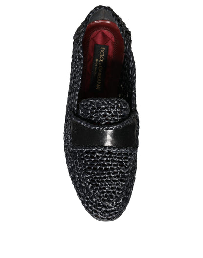 Dolce &amp; Gabbana – Schwarze Slipper aus gewebtem Bast Herren Schuhe