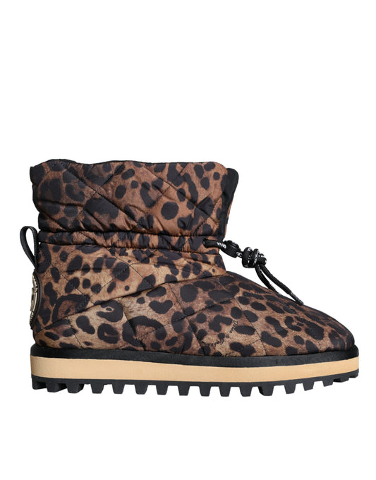 Dolce &amp; Gabbana – Gepolsterte Stiefeletten mit Leopardenmuster in Braun