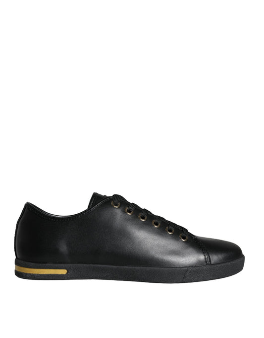 Dolce &amp; Gabbana – Klassische Sneakers aus schwarzem und goldenem Leder