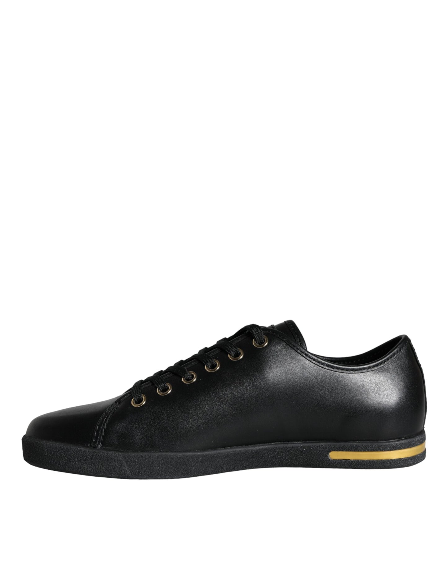 Dolce &amp; Gabbana – Klassische Sneakers aus schwarzem und goldenem Leder