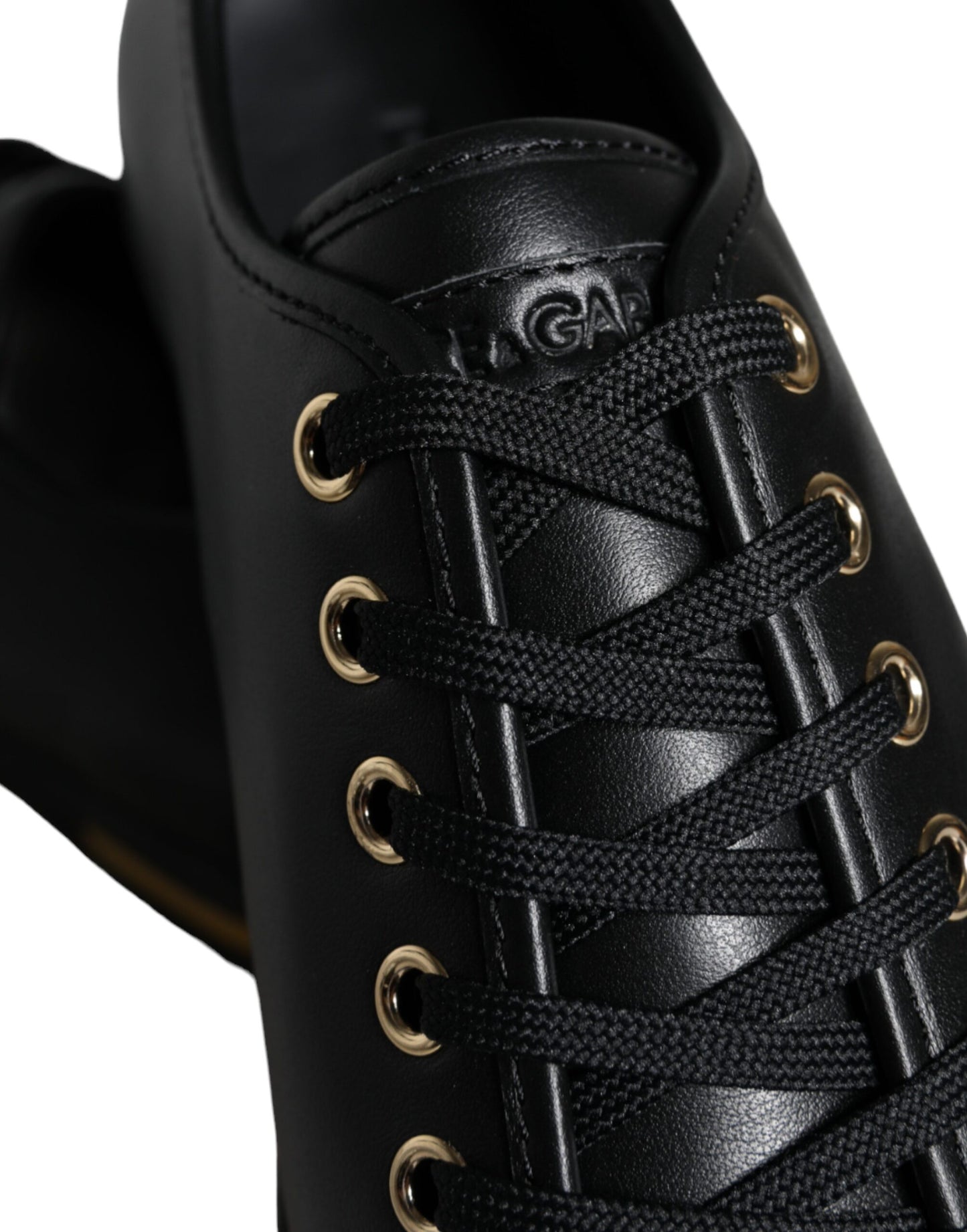 Dolce &amp; Gabbana – Klassische Sneakers aus schwarzem und goldenem Leder