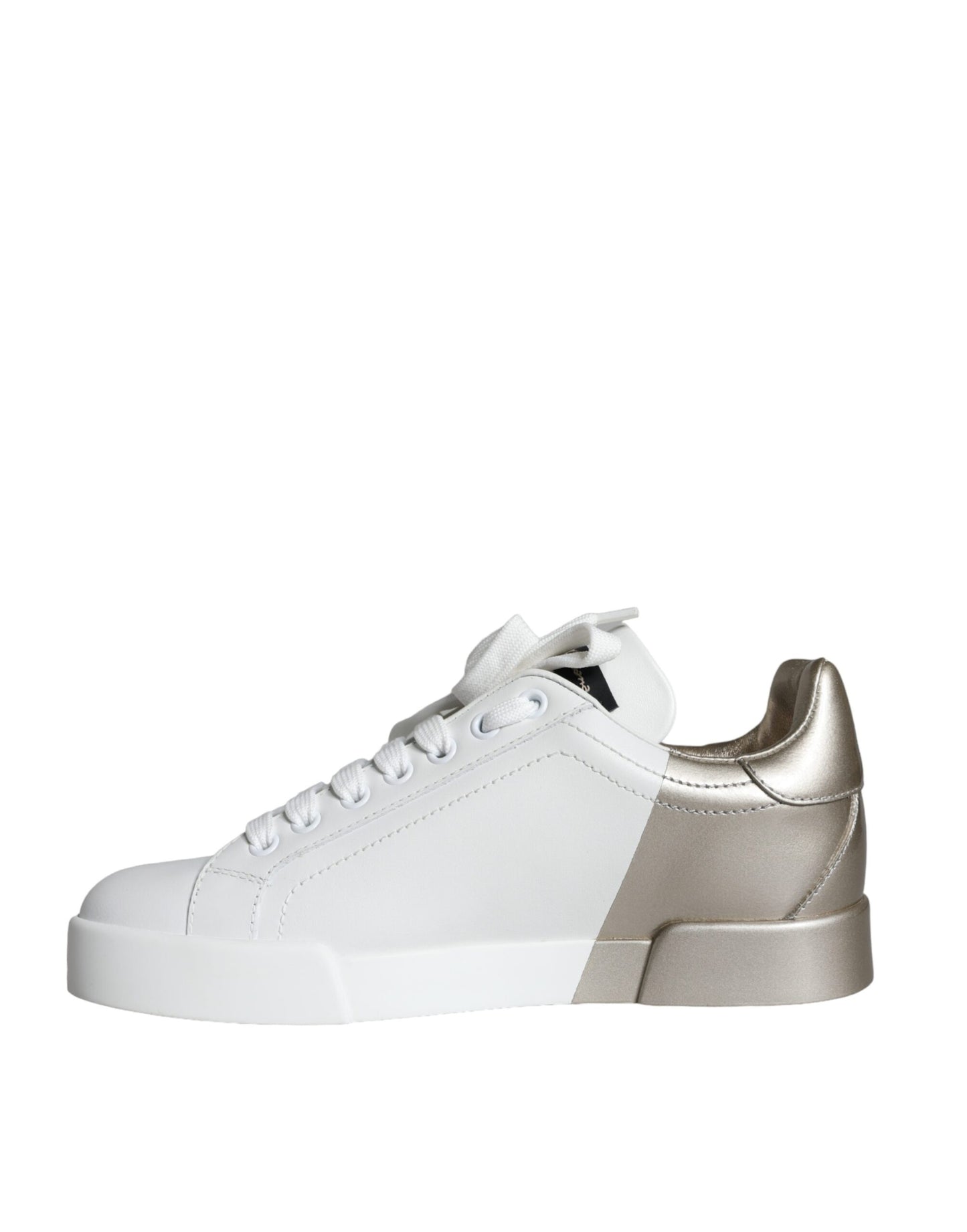 Dolce &amp; Gabbana – Portofino – Niedrige Sneakers aus Leder in Weißgold