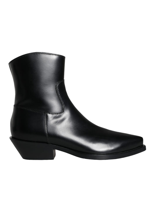 Dolce &amp; Gabbana Schwarze Leder Stiefeletten Booties Schuhe