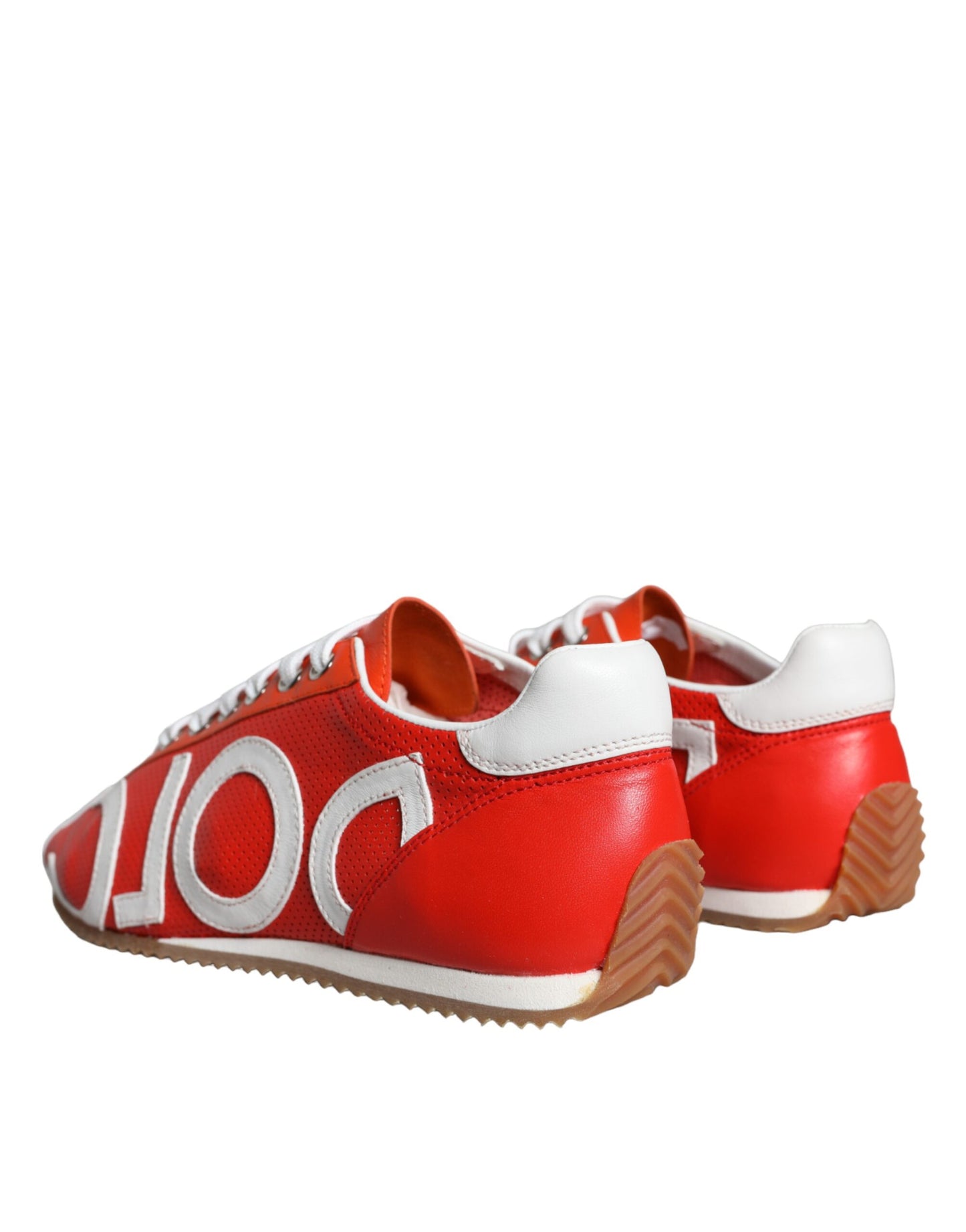 Dolce &amp; Gabbana Rot Weiß Leder Logo Casual Sneakers Schuhe