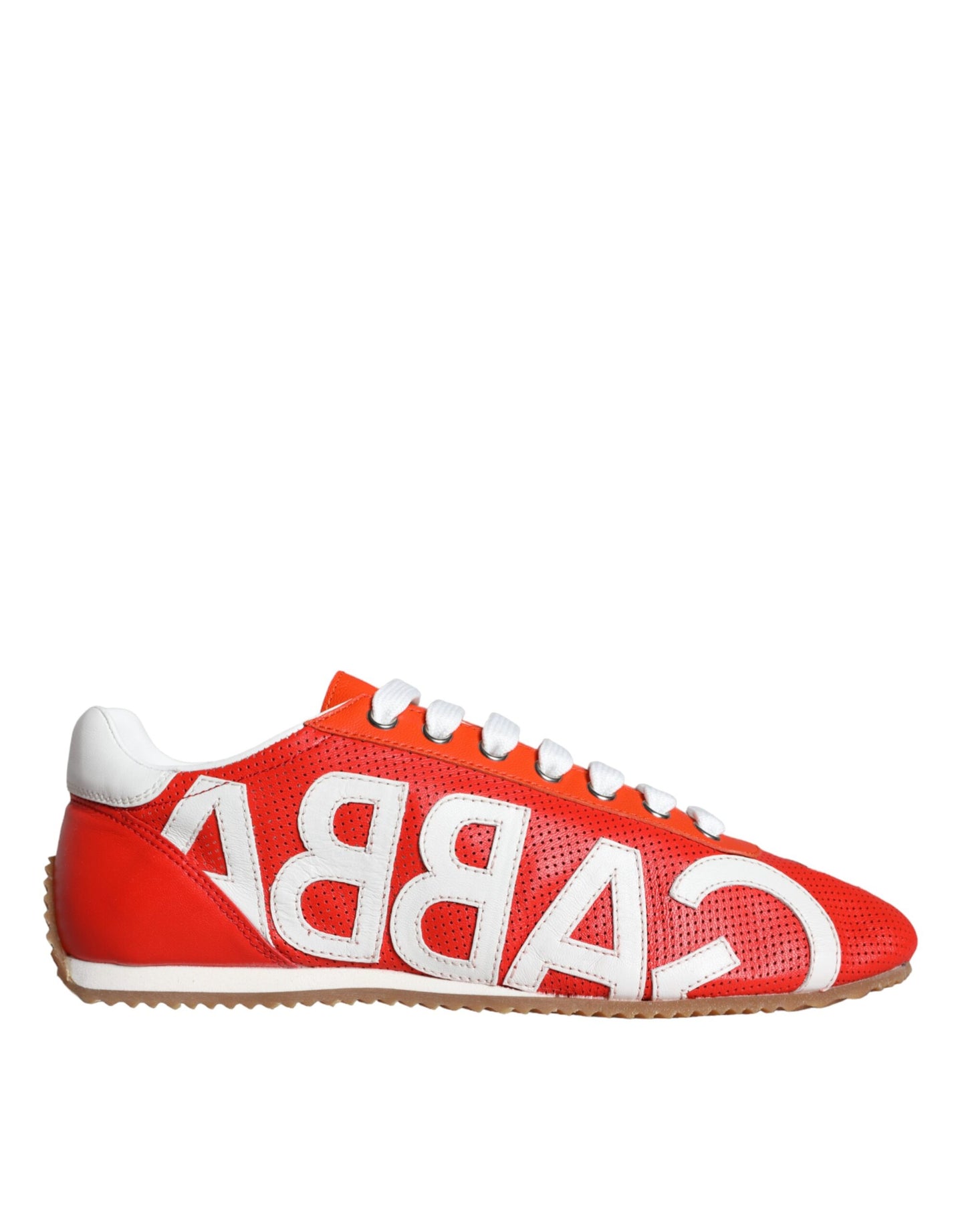 Dolce &amp; Gabbana Rot Weiß Leder Logo Casual Sneakers Schuhe