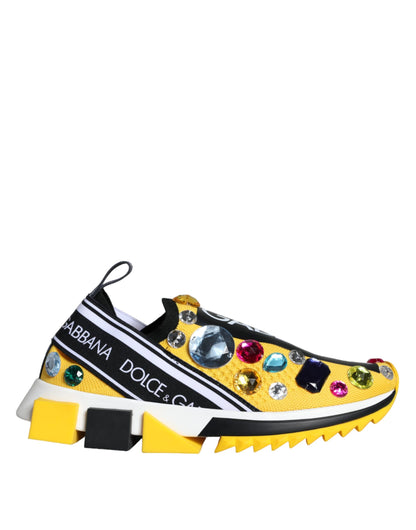 Dolce &amp; Gabbana Gelbe Sorrento Kristalle Sneakers Damenschuhe