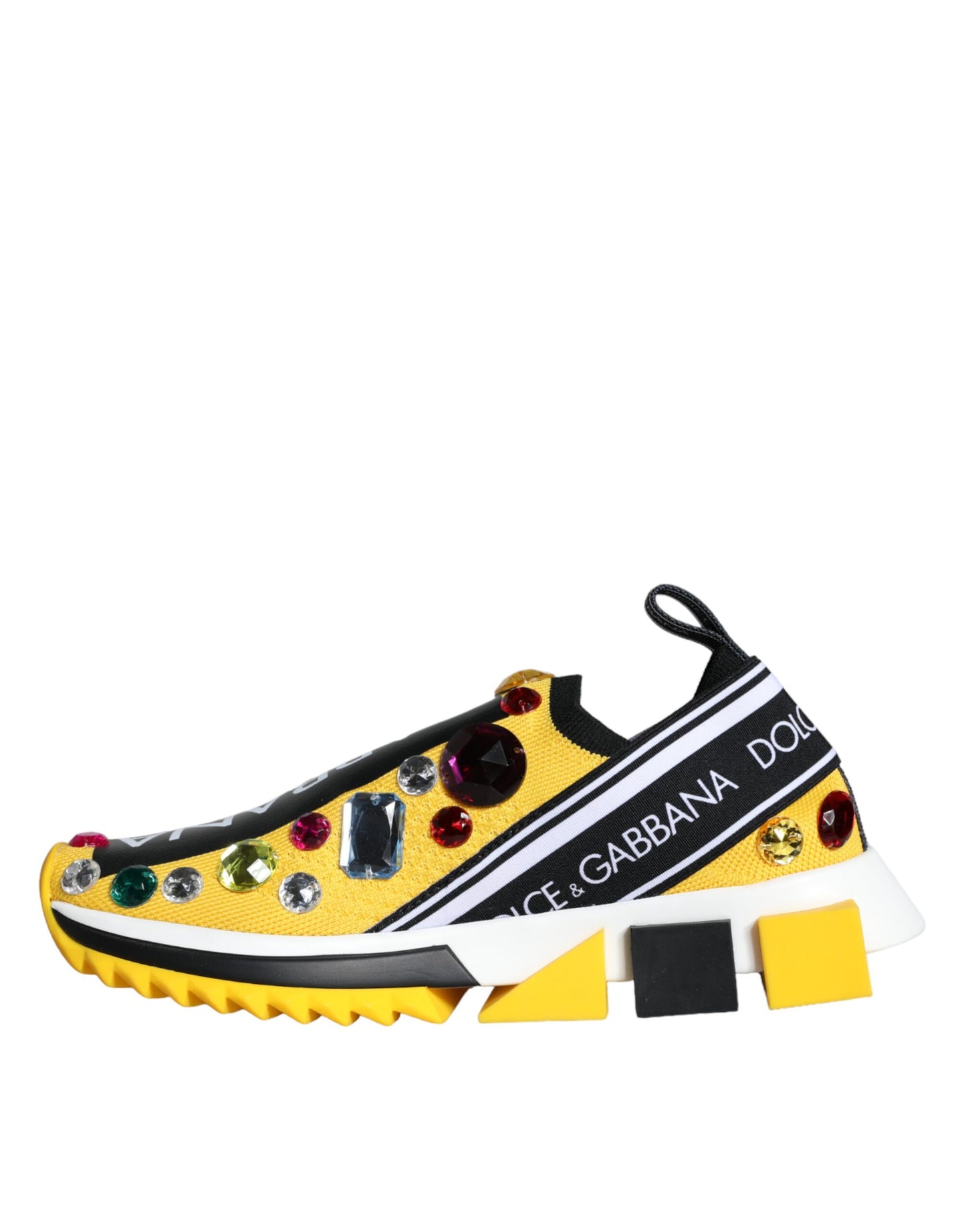 Dolce &amp; Gabbana Gelbe Sorrento Kristalle Sneakers Damenschuhe