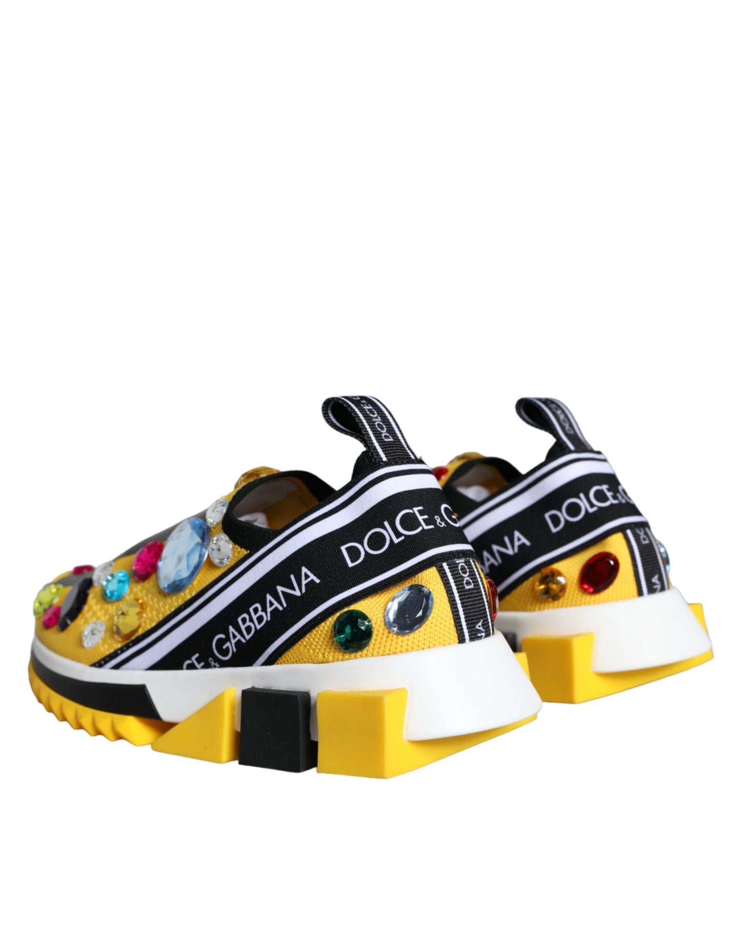 Dolce & Gabbana Yellow Sorrento Crystals Sneakers Womens Shoes