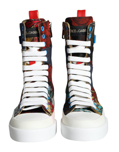 Dolce &amp; Gabbana Mehrfarbige Patchwork-Logo-High-Top-Sneakers