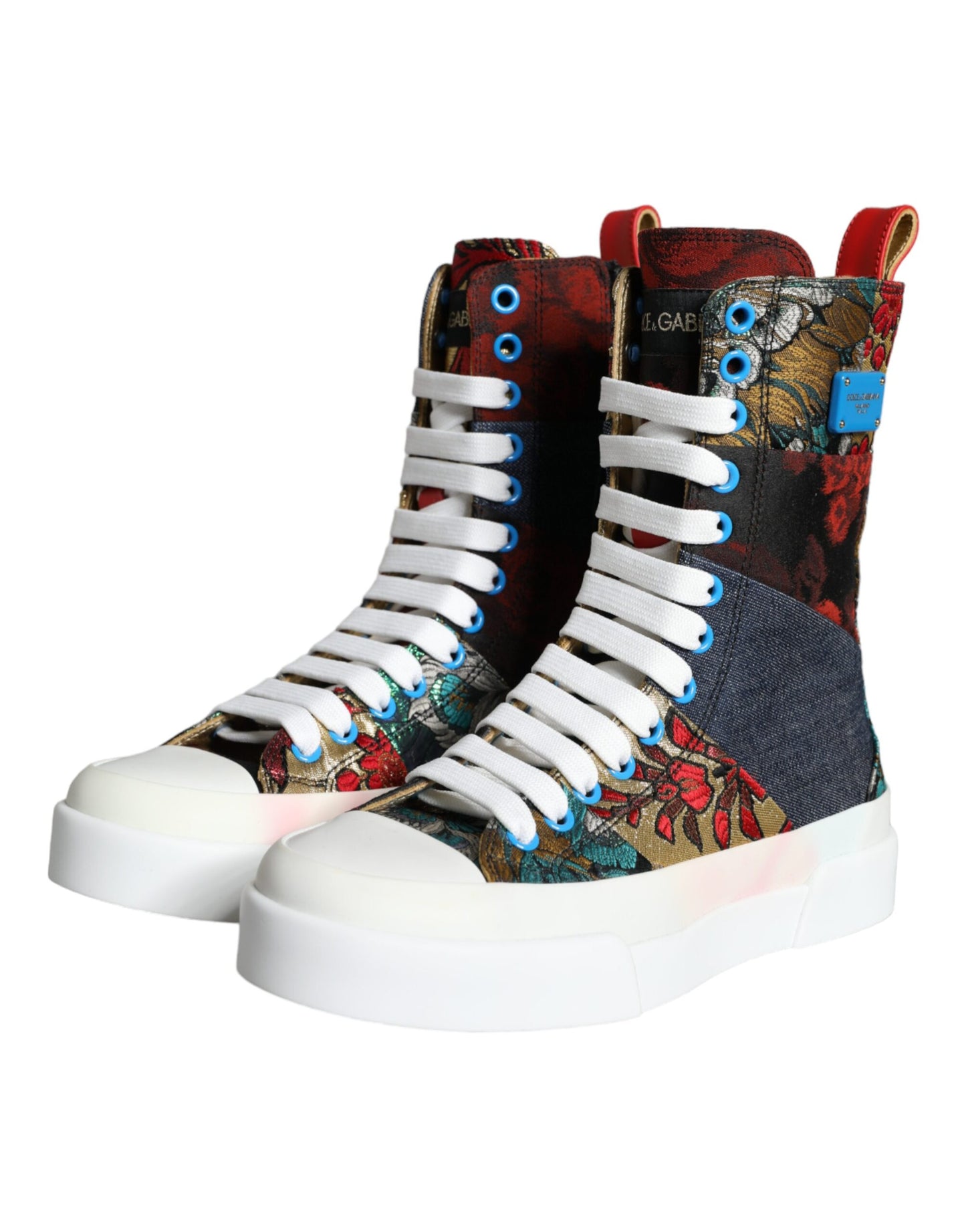 Dolce &amp; Gabbana Mehrfarbige Patchwork-Logo-High-Top-Sneakers