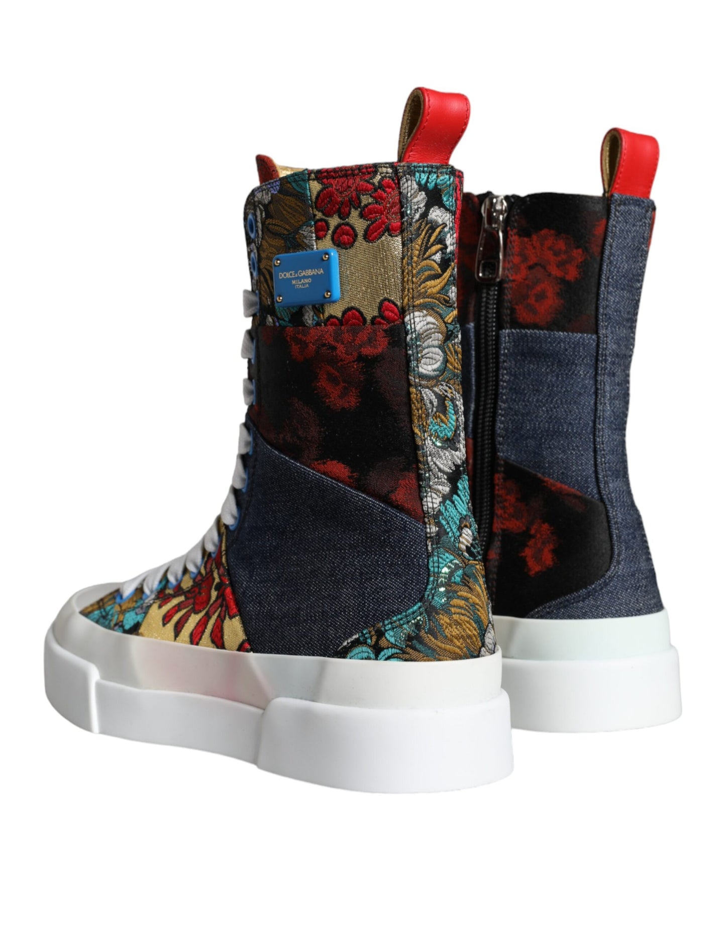 Dolce &amp; Gabbana Mehrfarbige Patchwork-Logo-High-Top-Sneakers