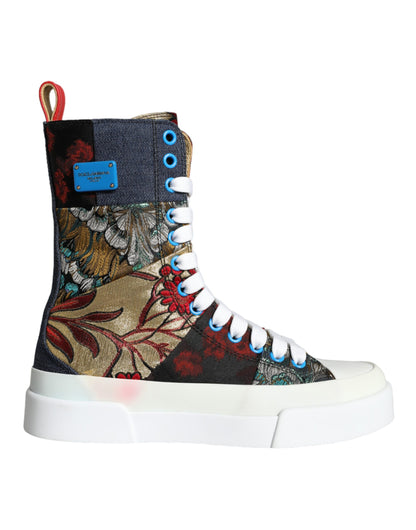 Dolce &amp; Gabbana Mehrfarbige Patchwork-Logo-High-Top-Sneakers