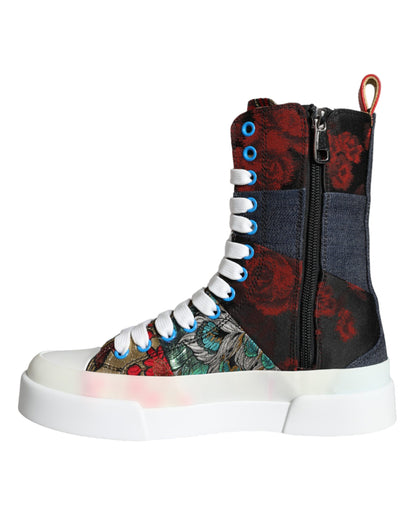 Dolce &amp; Gabbana Mehrfarbige Patchwork-Logo-High-Top-Sneakers