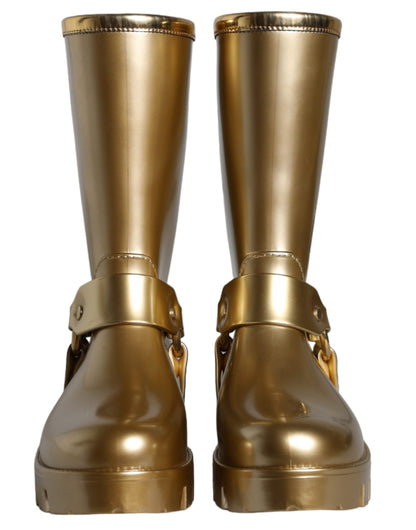 Dolce &amp; Gabbana Gummistiefel aus PVC in Metallic-Gold