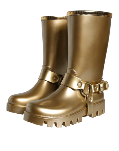 Dolce &amp; Gabbana Gummistiefel aus PVC in Metallic-Gold