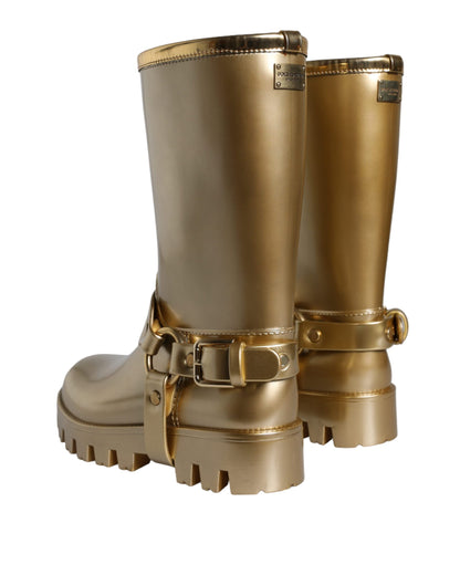 Dolce &amp; Gabbana Gummistiefel aus PVC in Metallic-Gold