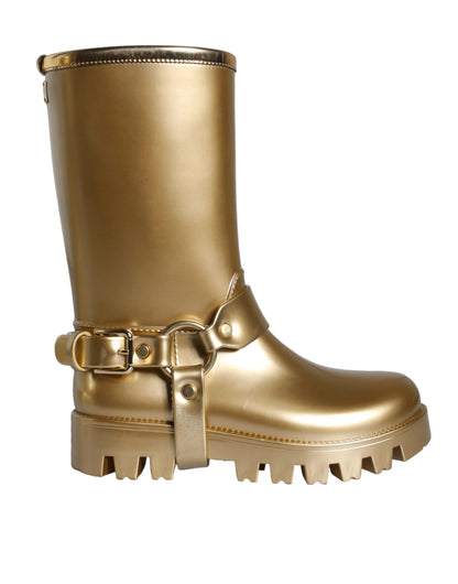 Dolce &amp; Gabbana Gummistiefel aus PVC in Metallic-Gold