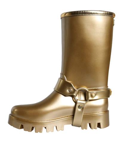 Dolce &amp; Gabbana Gummistiefel aus PVC in Metallic-Gold