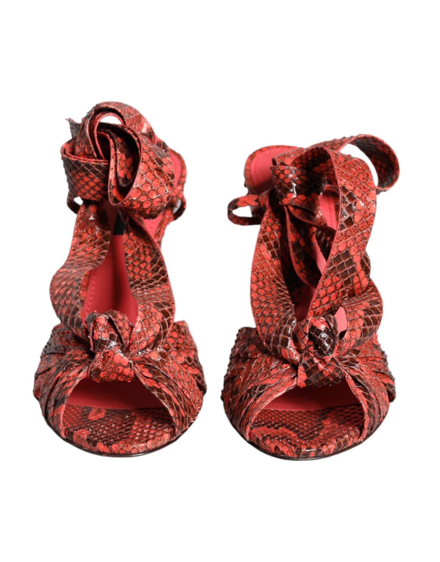 Dolce &amp; Gabbana Korallenrote Sandalen mit Absätzen aus exotischem Leder