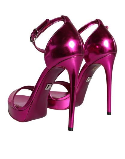 Dolce &amp; Gabbana Fuchsia KEIRA Heels Sandalen mit Knöchelriemen