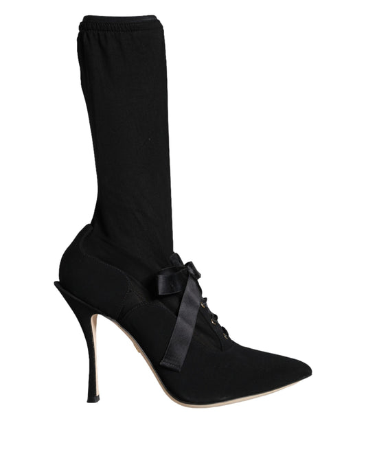 Dolce &amp; Gabbana – Schwarze Stiefel mit Stilettoabsatz und mittelhohem Absatz