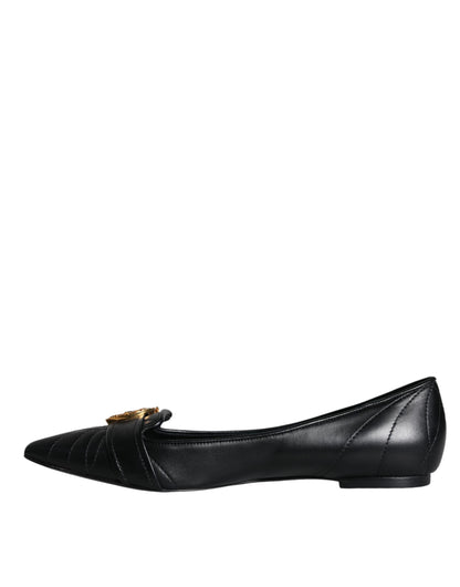 Dolce &amp; Gabbana – Schwarze, spitze Ballerinas aus Leder „Devotion“