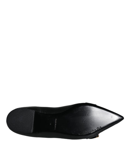 Dolce &amp; Gabbana – Schwarze, spitze Ballerinas aus Leder „Devotion“